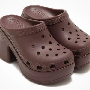 CROCS Women’s Size 10 Siren Clog High Heel Sandal Mocha Brown